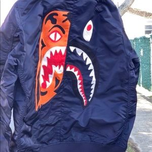 Navy blue Bape bomber size L light jacket